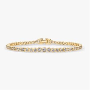 NEW 18K Gold Plated Simulated Diamonds Bezel Set Tennis Bracelet 7”